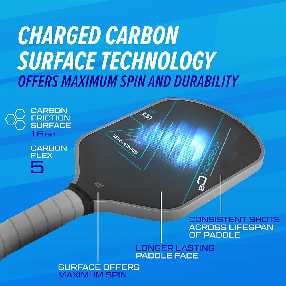 BEN JOHNS Hyperion C2 T700 Carbon Fiber Pickleball Paddle Friction Surface16mm Polymer Power Core Enhanced Power&Spin&Control