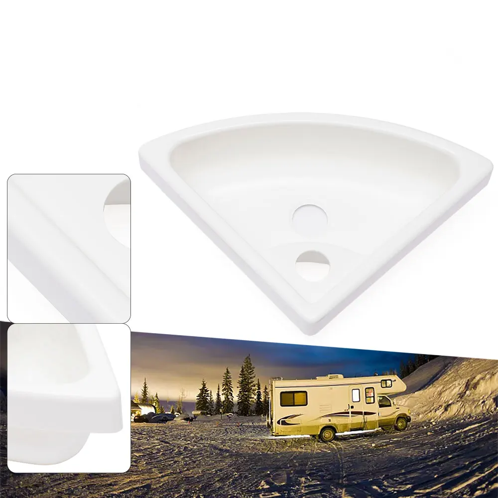 RV Caravan White Triangular Sink Basin Bathroom ABS Corner Sink Wall Mounted NEW