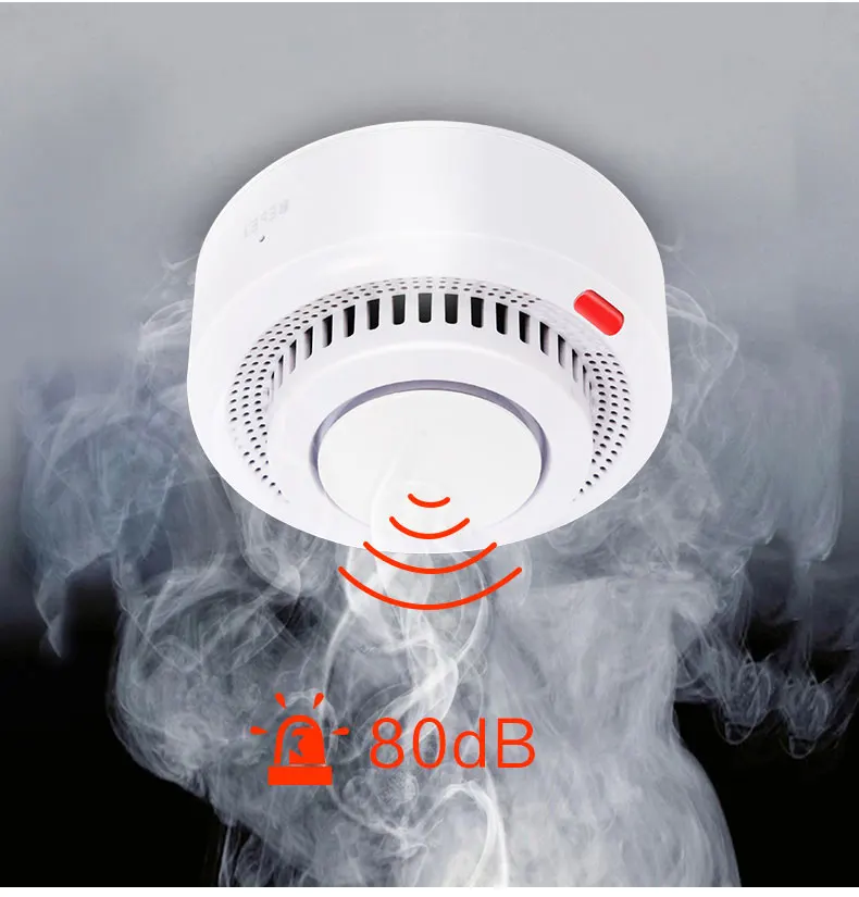 Tuya Wifi Smart Home Security Alarm Smoke Detector Fire Sensor 80db Sound Alarm Smokehouse Combination Detection