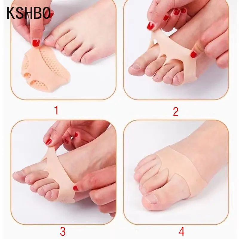 2pcs Toe Separators Silicone Women High Heel Shoes Foot Blister Toes Insert Gel Insole Pain Relief Honeycomb Fabric Forefoot Pad