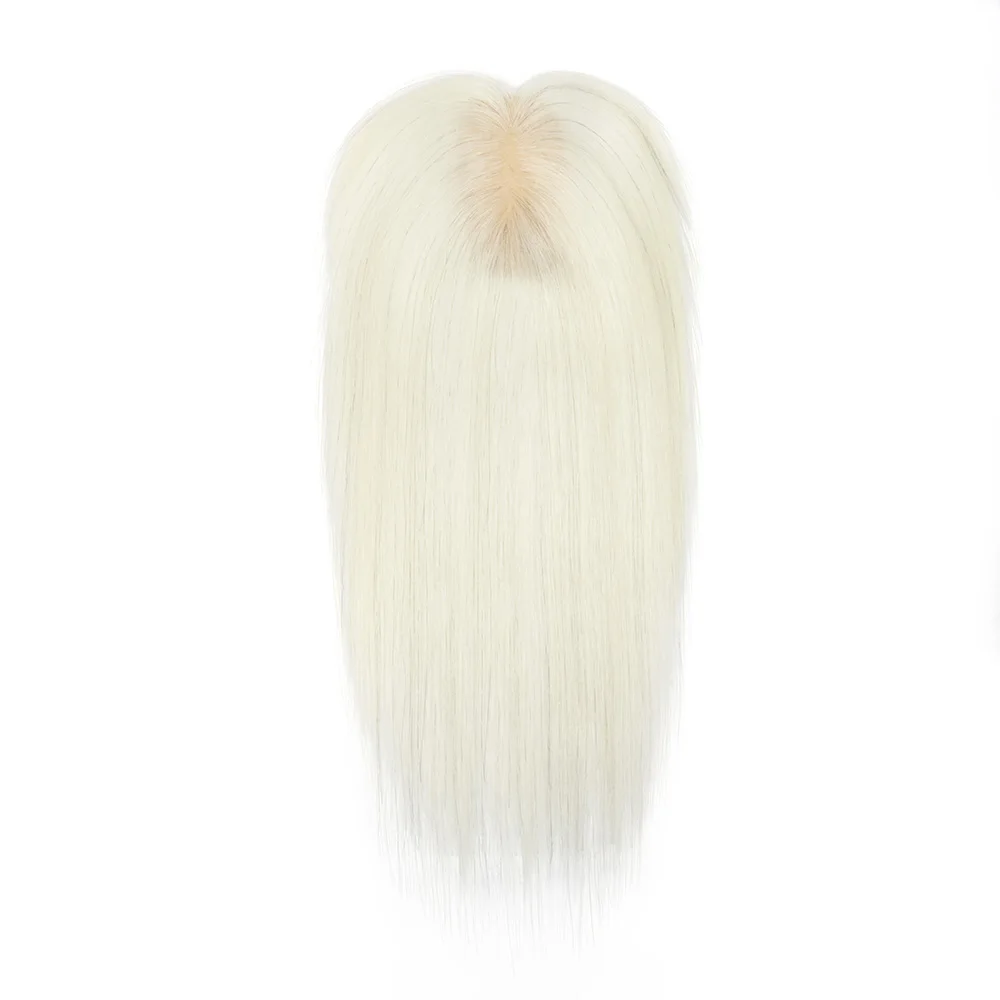 Natural Looking Jumbo Large Hair Topper for Thinning Hair with 5x9cm Swiss Lace Front Base & Monofilament Top 1001 White Blonde