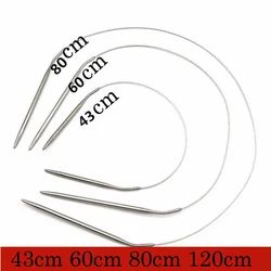 43/60/80/120cm ferri da maglia circolari all'uncinetto in acciaio inossidabile sciarpa fai da te maglione filato cucito strumenti di cucito dimensioni 1.2mm-4.8mm