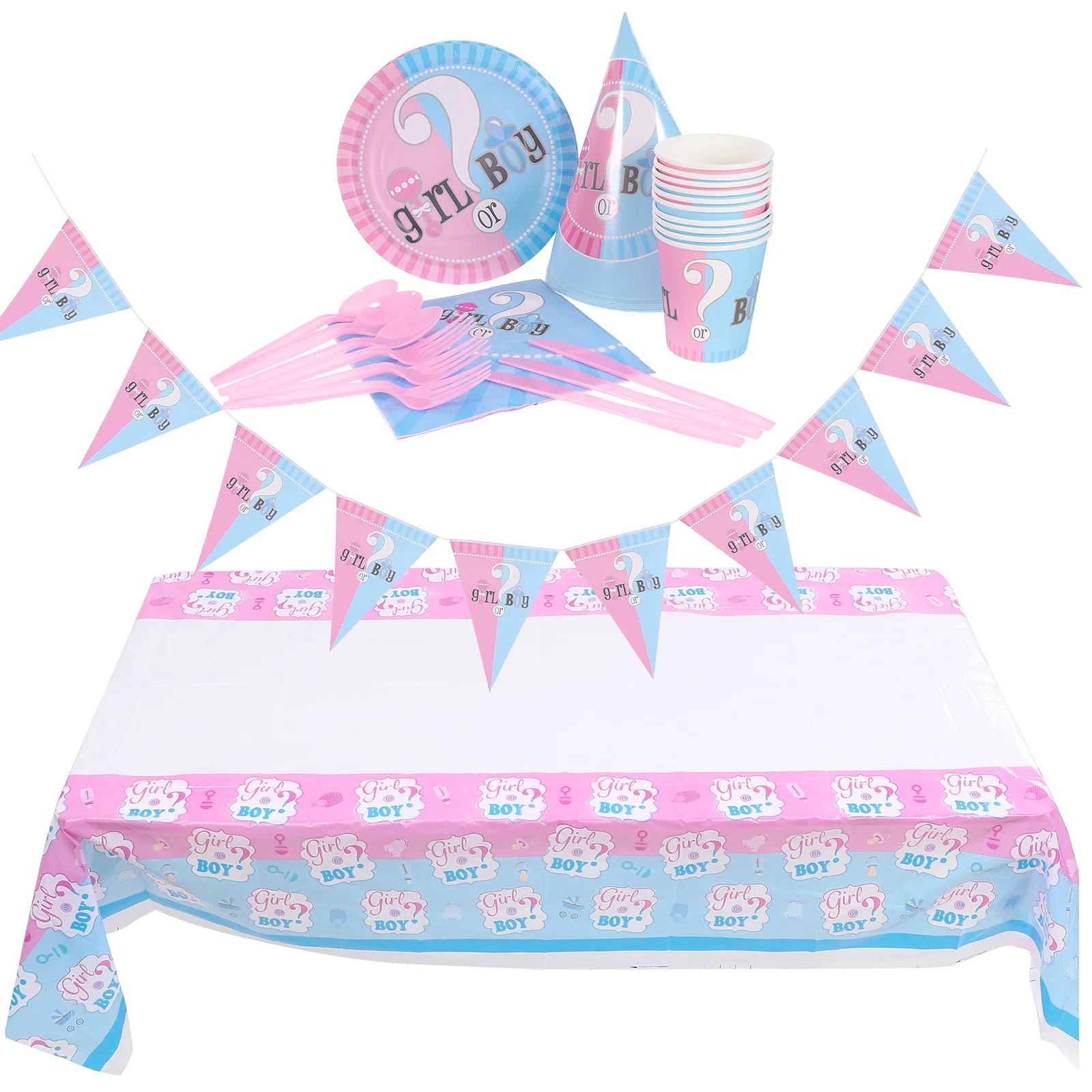 

1 set 9-Piece Gender Tableware Set Birthday Plates Napkins Cups Decorations Gender Reveal Party Supplies for Baby Shower Party