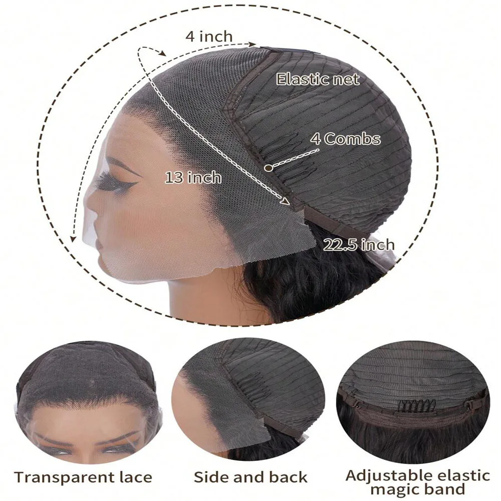 Прямые парики фронта шнурка Человеческие волосы 13x4 Парики фронта шнурка 250 Плотность Необработанные бразильские прямые парики из натуральных волос девственницы