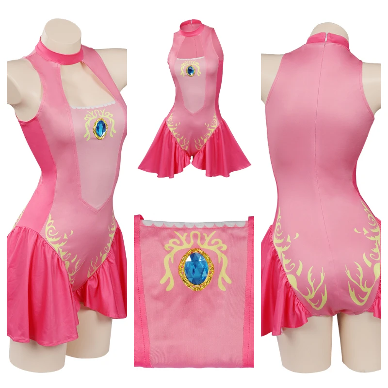 Pfirsich Badeanzug Cosplay Kostüm Erwachsene Frauen rosa Prinzessin Overall Kleid Bade bekleidung Outfits Halloween Karneval Party Anzug