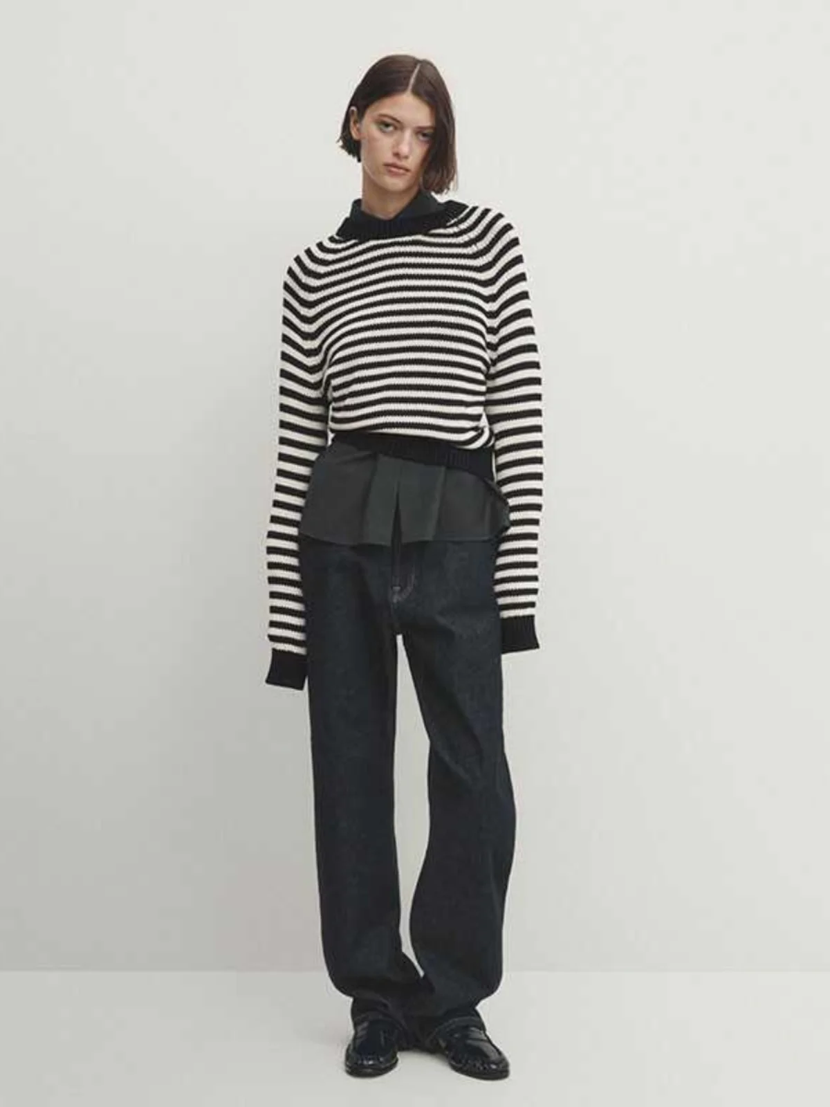 مريحة القطن الخالص مخطط تريكو جولة Ne سترة عارضة تخفيف Sle فضفاضة تناسب طويلة Sve ort طول محبوك أعلى