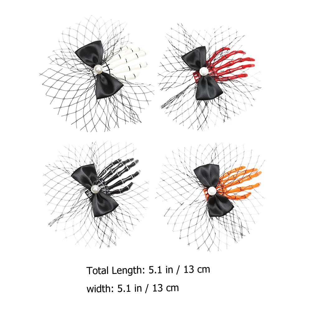 

4Pcs Skull Claw Barrette Halloween Hair Accessories Women Clips Gothic Plastic Cosplay Hairpin Delicate Hairstyle naments
