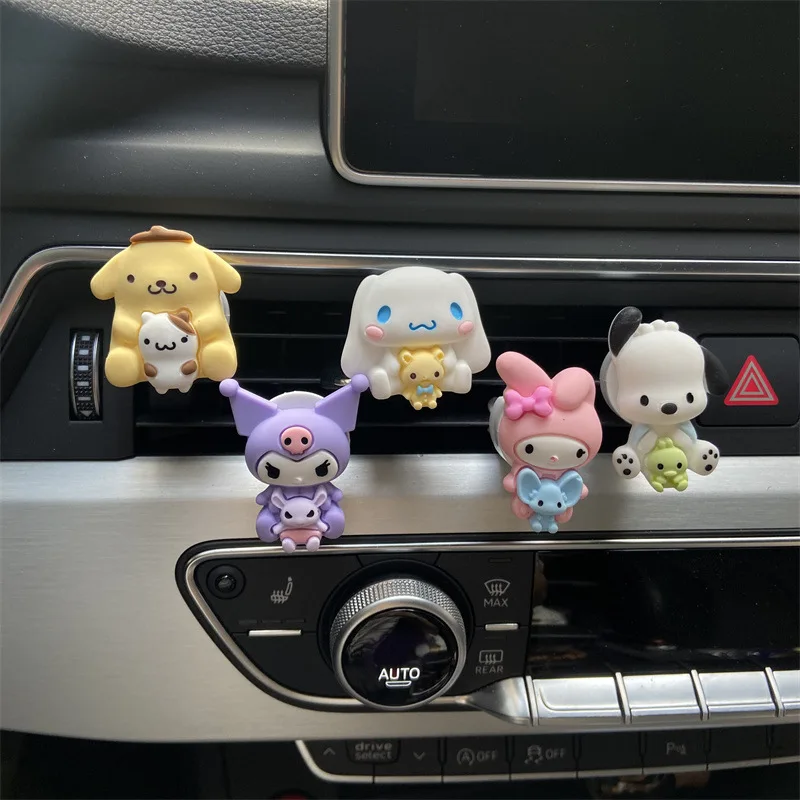 Sanrio Kawaii Car Air Outlet Decoration Cinnamoroll Conditioning Aromatherapy Lovely Kuromi Pochacco Doll Anime Accessories