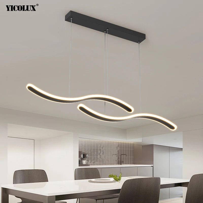 

White Black Pendant Light Bar Table Dining Room Kitchen Island Modern LED Ceiling Chandelier Home Decor Hanging Lamps AC85-220V