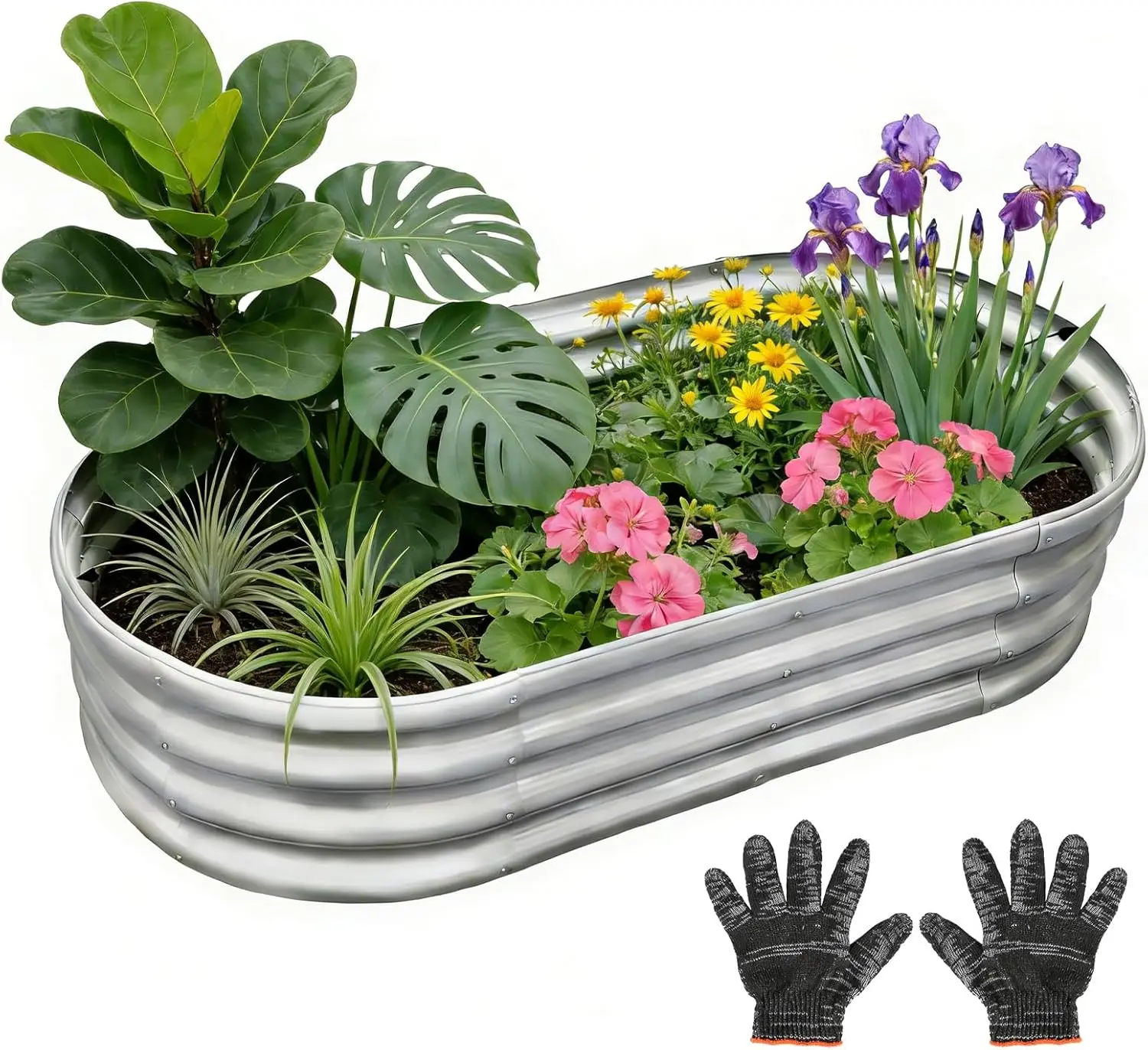 

Садовый оцинкованный грядочный набор-комплект - металлические ящики-клумбы для овощей/трав/цветов, сверхпрочные стальные уличные контейнеры