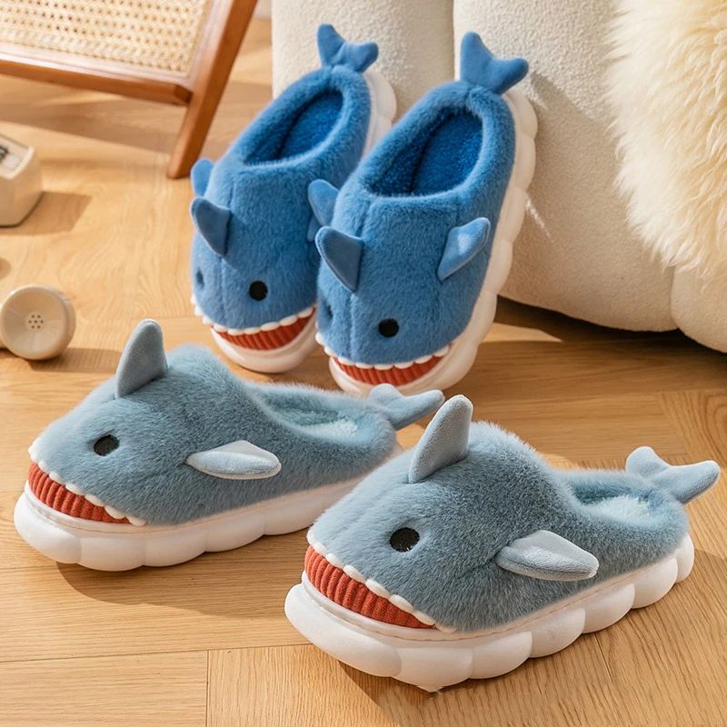 Children Cotton Slipper Autumn Waterproof Home Indoor Anti-slippery Boy Shoe Cute Cotton Slipper Zapato Niña Chanclas De Tiburón