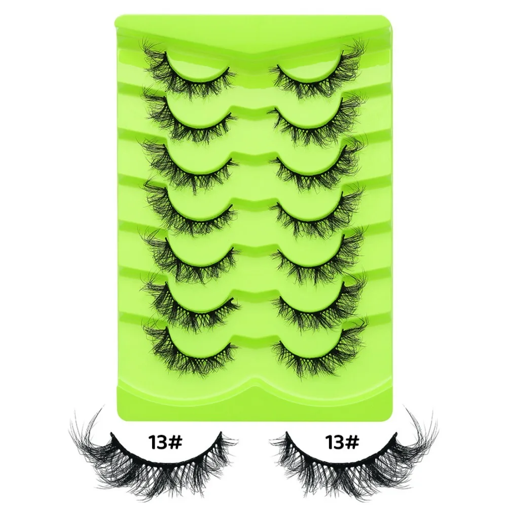 7 paires avec bandes de colle gelée faux cils Anime Cosplay sans colle 3D naturel faux cils outils de maquillage faits à la main faux cils