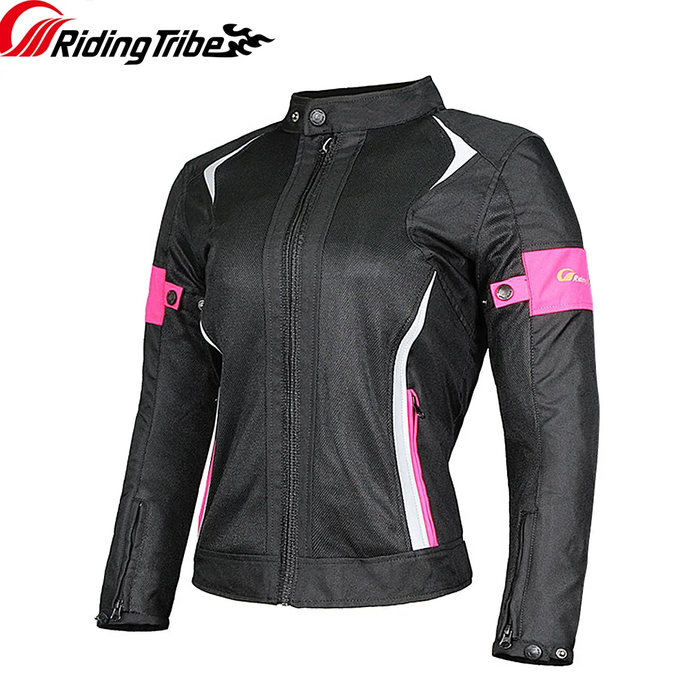 Woman Motorcycle Jacket Summer Breathable Motorbike Riding Armor Coat with 5pcs Protective Pads and Waterproof Liner JK-52