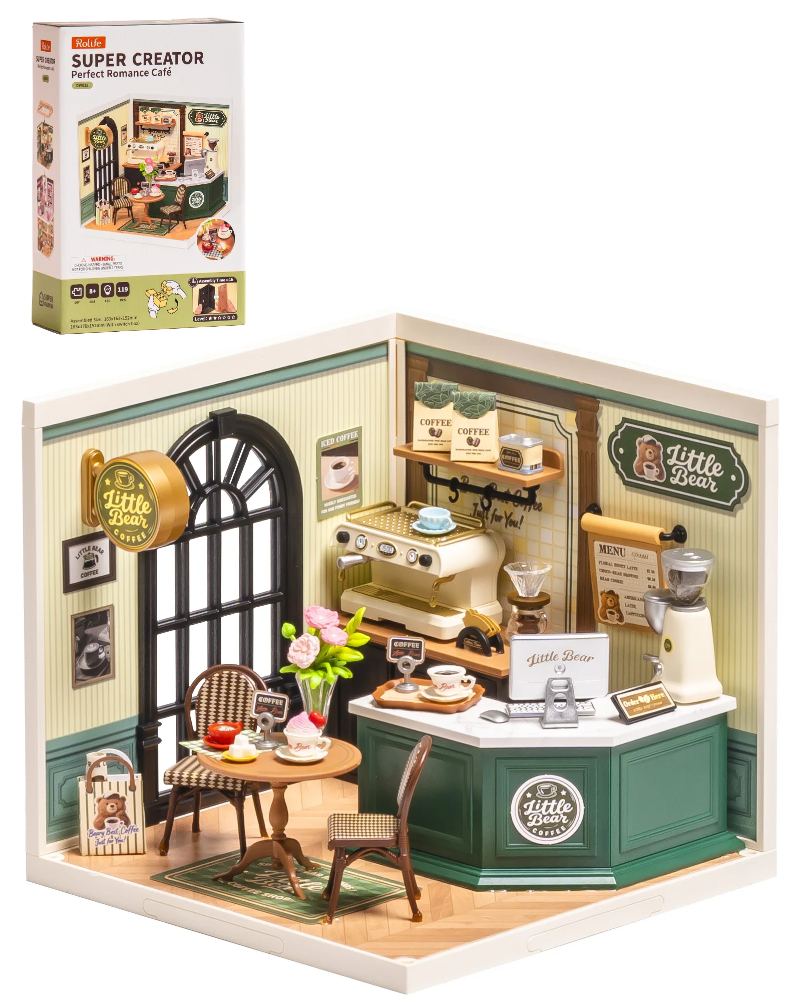 

ROBOTIME Rolife Super Creator Series Perfect Romance Cafe Miniature DollHouse Relaxing Craft Unique Birthday Gift for Women Girl