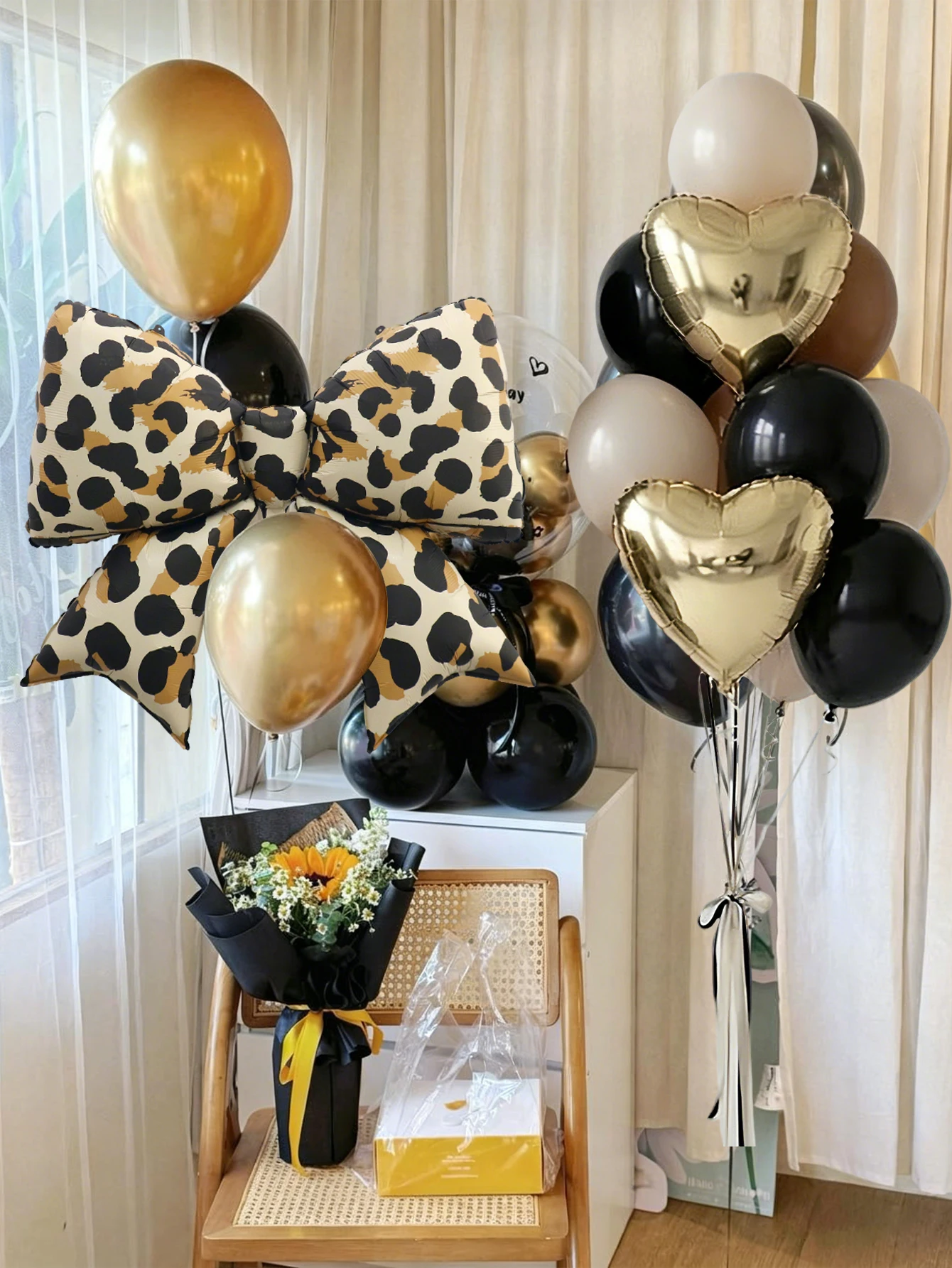 19-teiliges Set glänzender Leopardenmuster-Geburtstagsballons für Mädchenfeiern und Geburtstagspartys mit Leopardenmotiv – Detail 4
