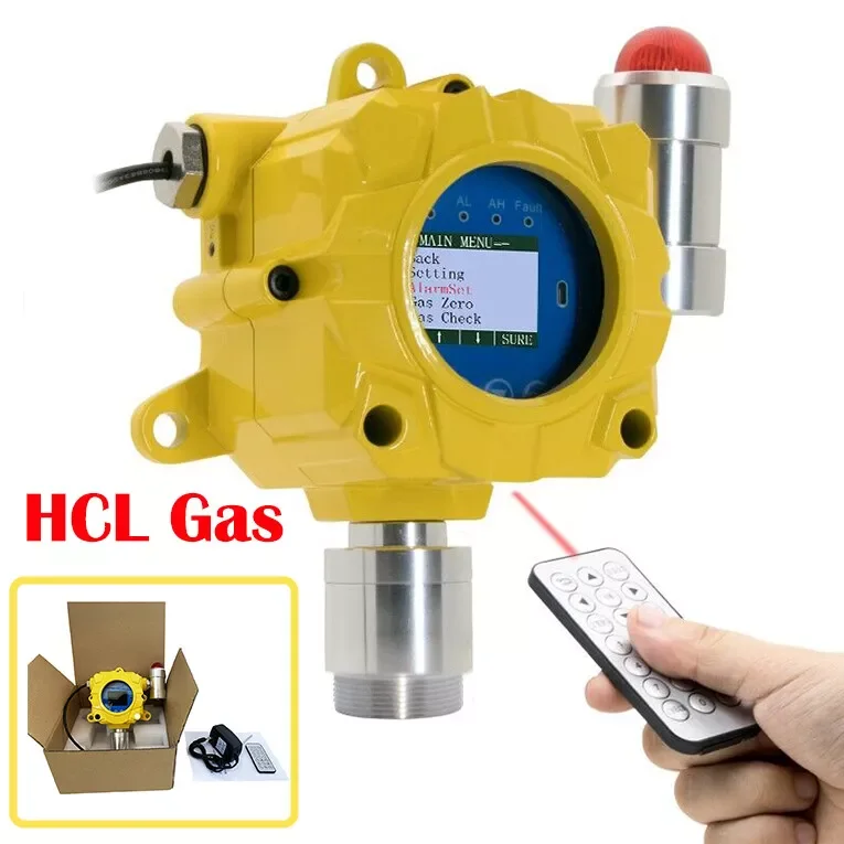 HCL Hydrogen Chloride Fixed Gas Detector Remote Control Alarm Monitor 0-20PPM