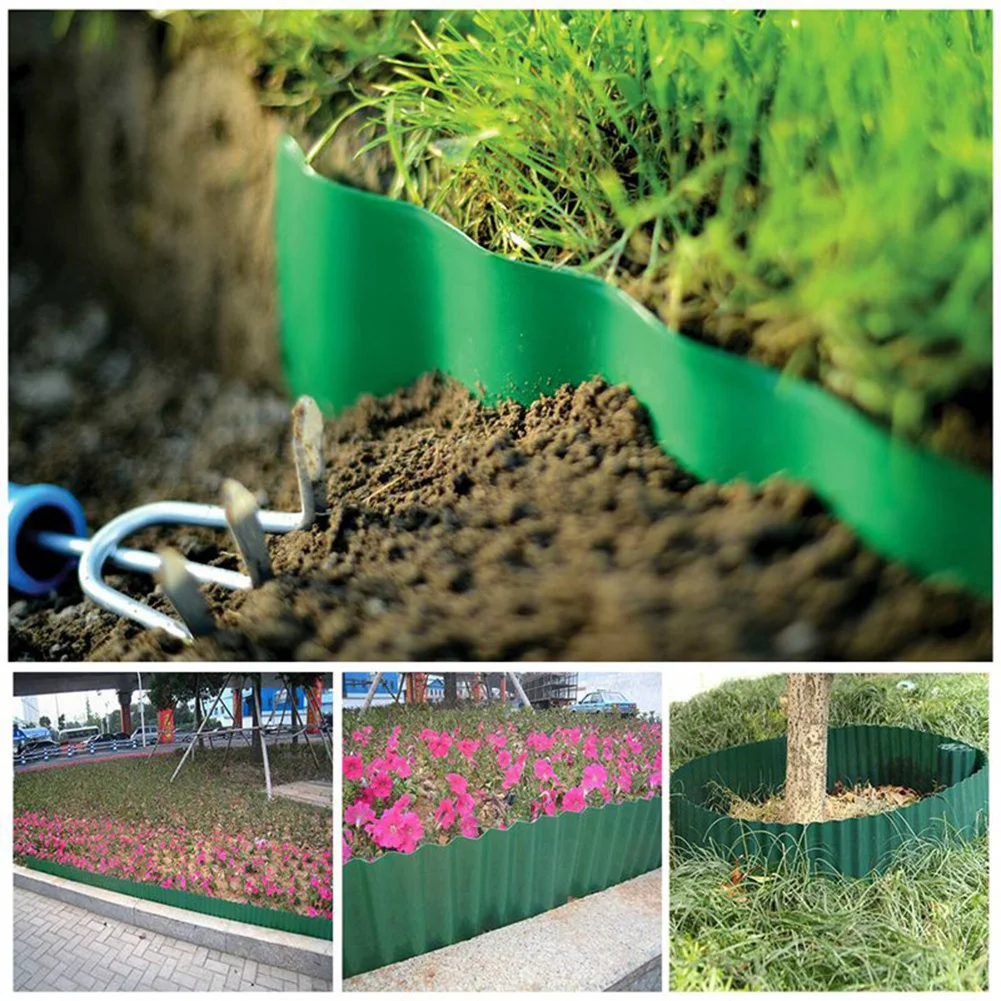 10cmX9M/15cmX9M/20cmX9M Garden Grass Fence Wave Shaped Plastic Fence GreenWaterproof Soil Retaining Roll Fence