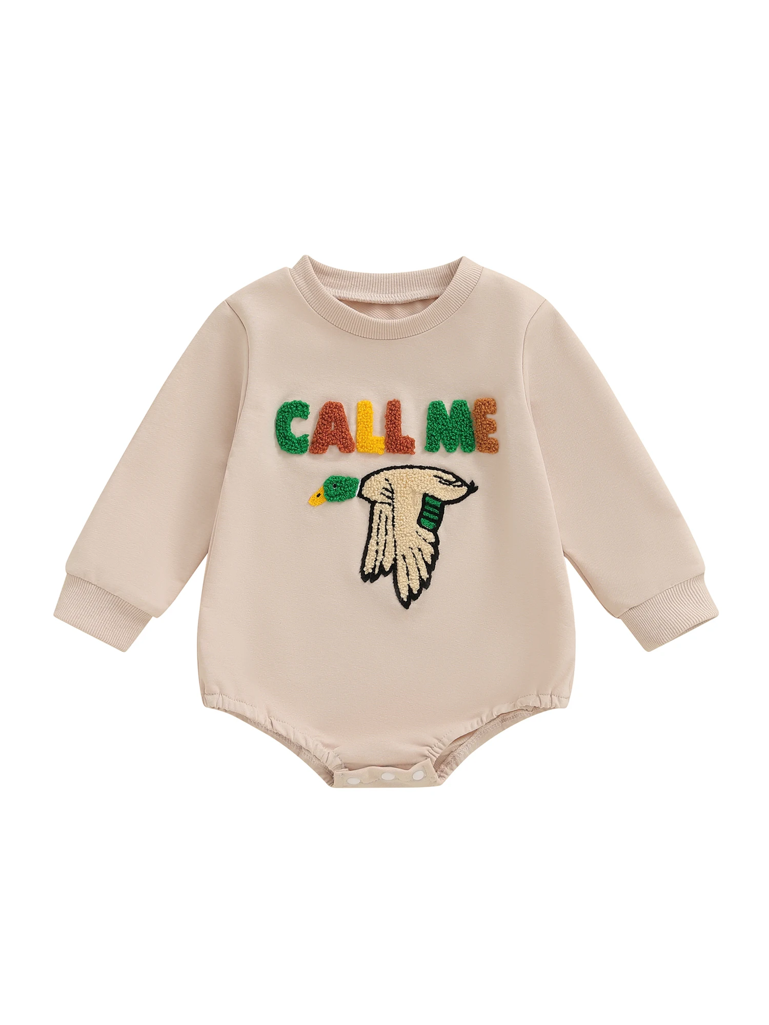 

Infant Boy s Stylish Spring and Fall with Long Sleeves Round Neck and Cute Duck Embroidery Detail