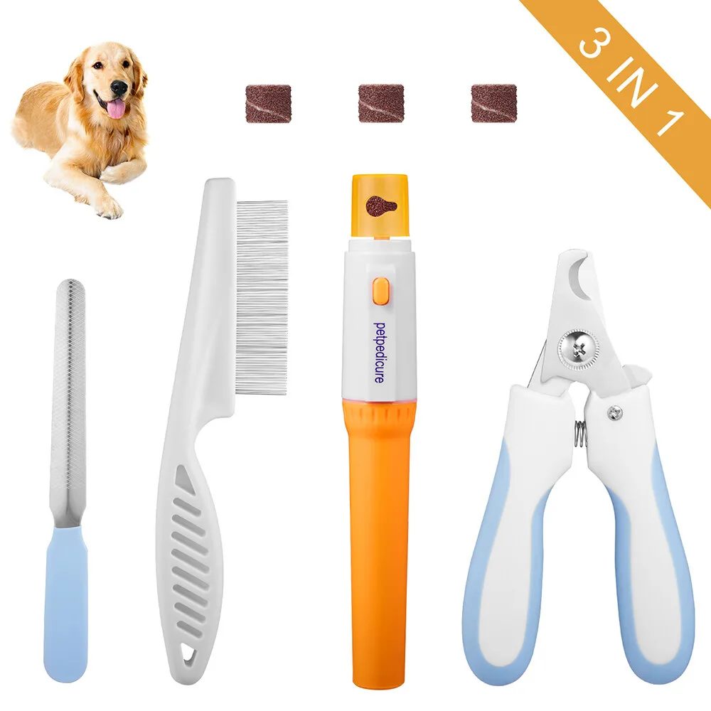 

Electric Pet Nail Grinder with Flea Comb for Dogs and Cats Claw Trimmer Grooming Tool for Pets Multi Functional Pet Care