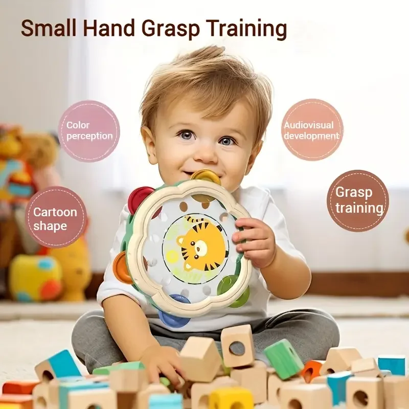 Montessori Musical Instruments Hand Drum Shaking Rattles Infant Kids Interactive Educational Toys Baby Sensory Newborn Gift