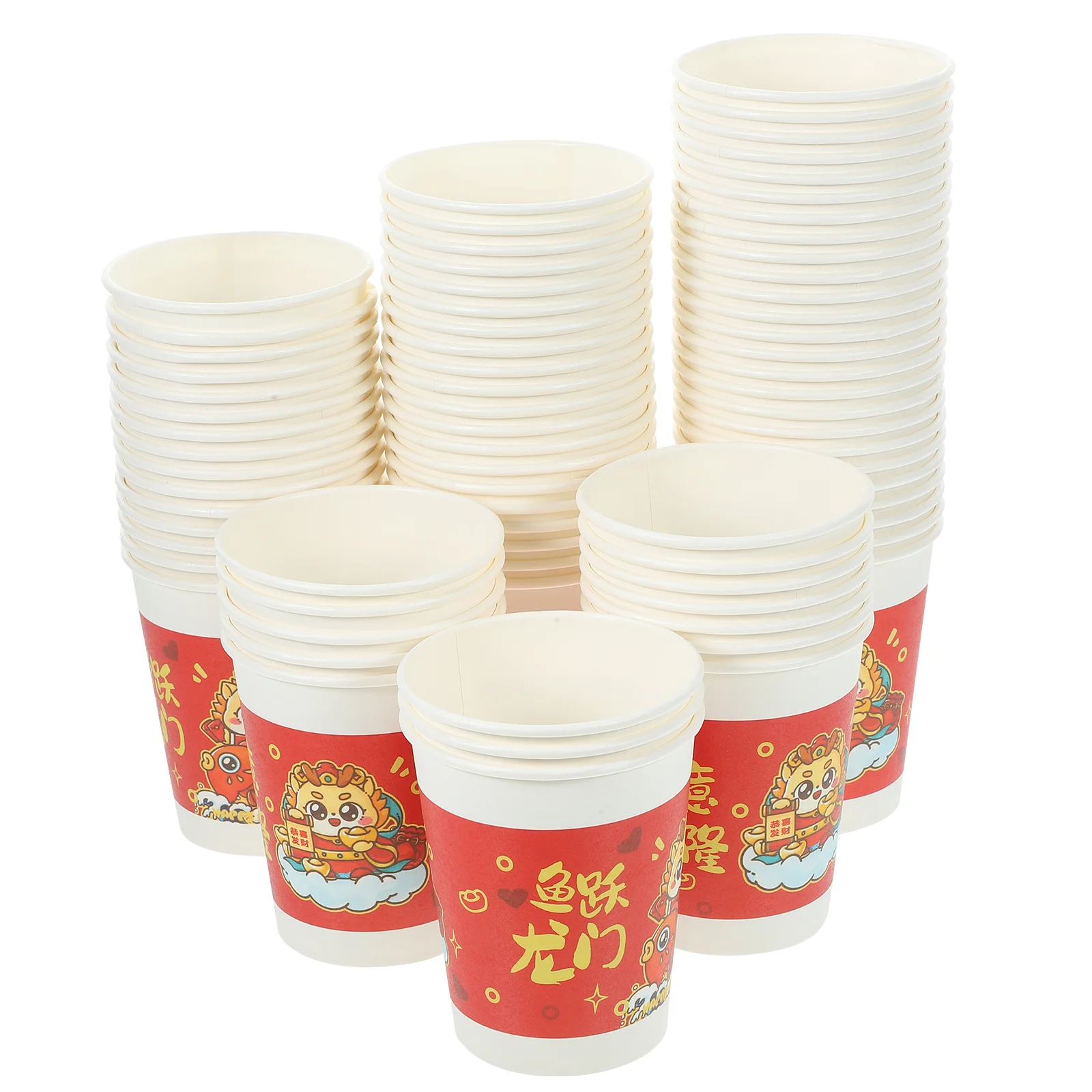 

100Pcs New Year Paper Cups Special Themed Design for Parties and Celebrations Disposable New Year Paper Cups Party Water Cup