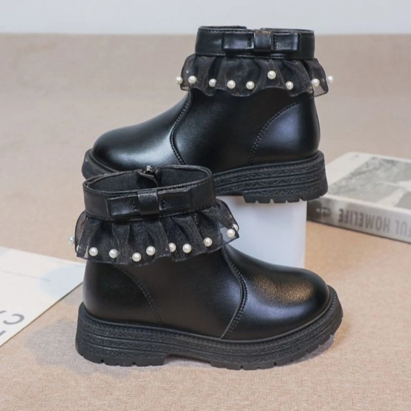 Autumn Winter Kids Princess Leather Boots Soft Sole Ankle Boots for Baby Girls New Style Fashion Short Boots 2026