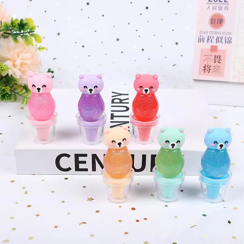 24Pcs Cute Bear Lip Gloss Set 6 Colors Crystal Jelly Color Changing Lip Oil Moisturizing Liquid Lipstick Lips Cosmestic