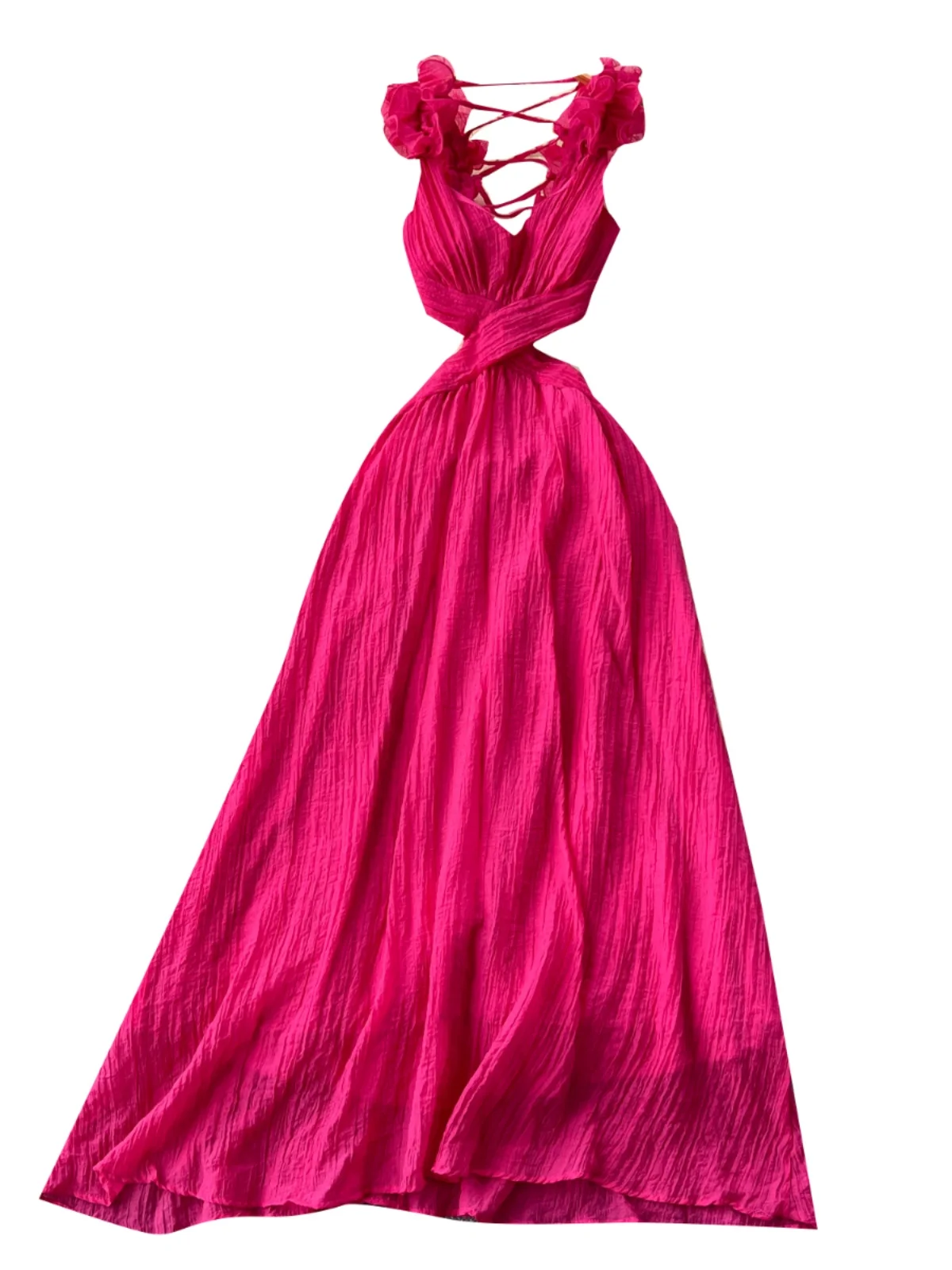 เซ็กซี่เชื้อราขอบแขวนเปลือยกลวงบางบางยาวชุดBohoบีชวันหยุดพรรค