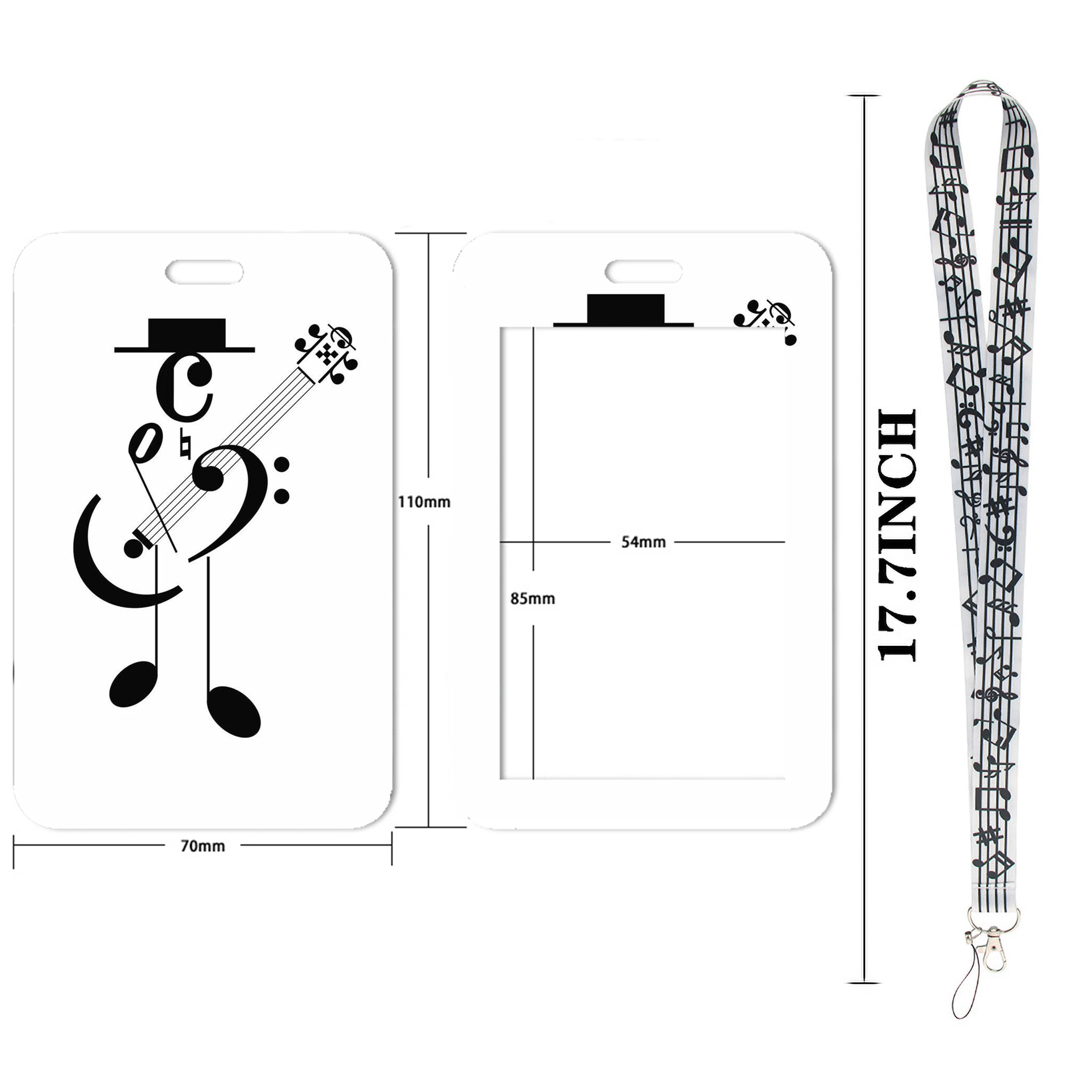 Beautiful and Beautiful Music Notes Series Card Set Student Transfer Card Campus Meal Card Hard Cover Keychain Rope Buckle 3