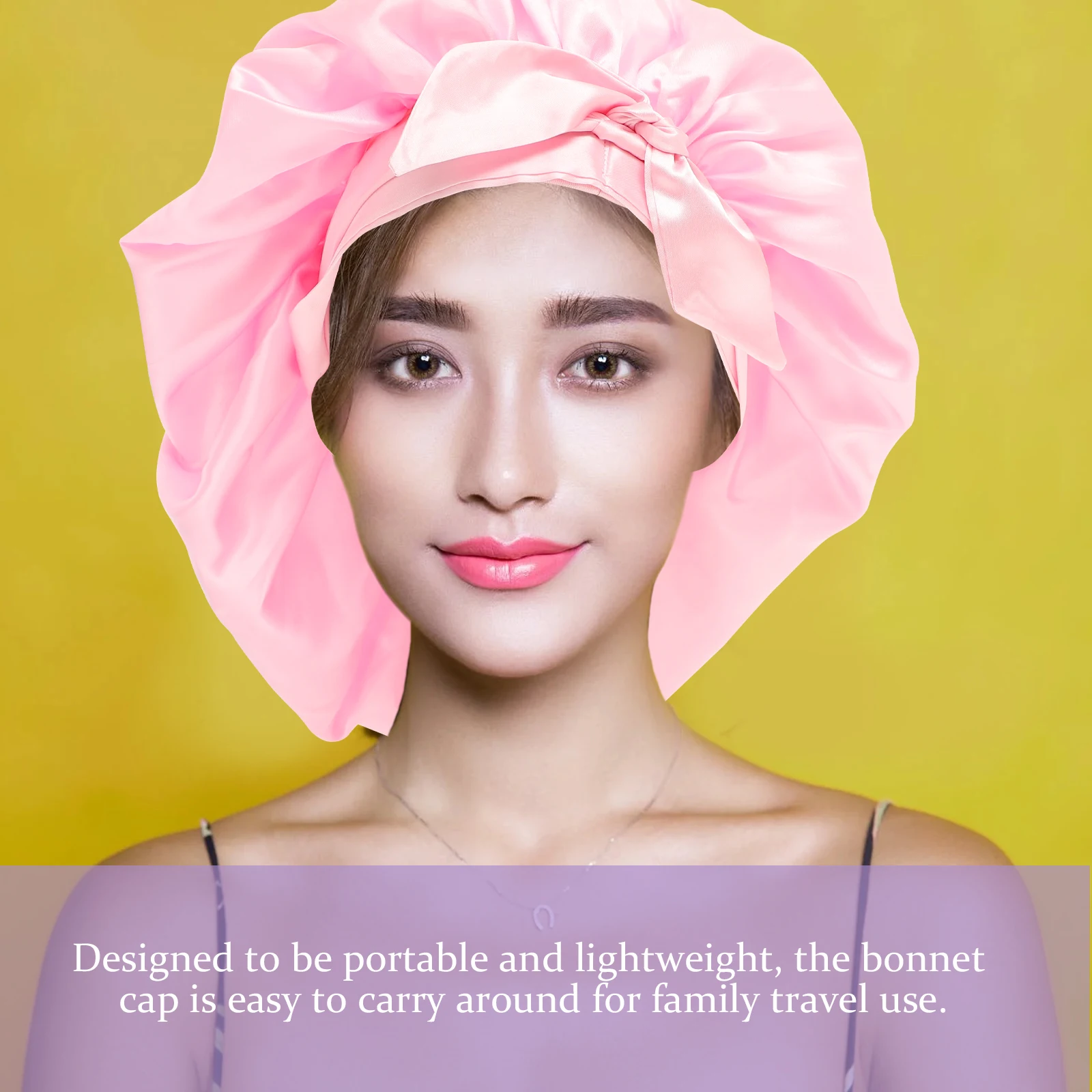 

Shower Cap Adjustable Bonnet for Sleeping Caps Girls Women Bath with Bow Hat