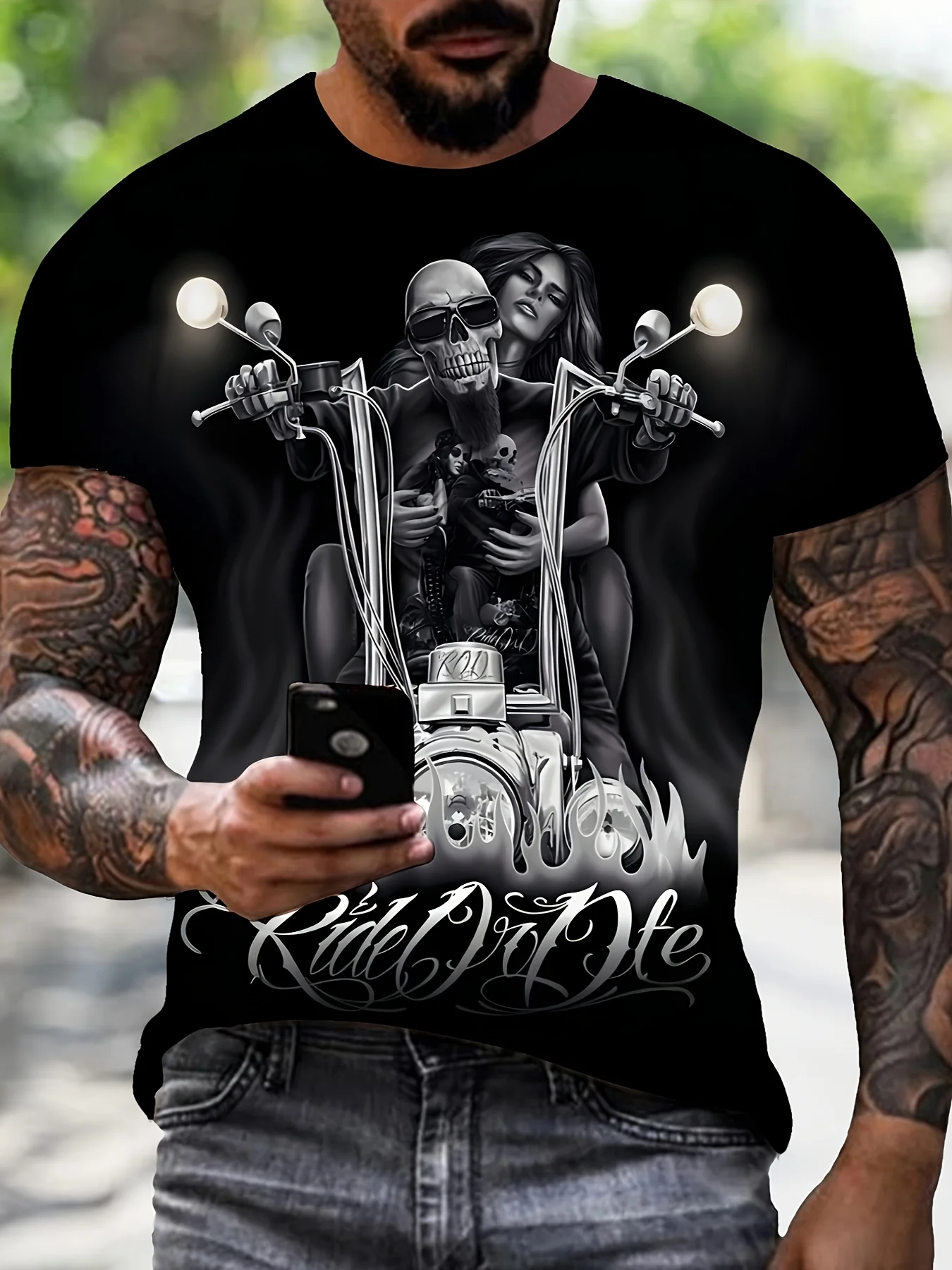 3D Printing Motorcycle T-Shirt Men's Short Sleeve Retro Classic T-Shirt Men's Street Cycling Shirt Top Oversized T-Shirt image 3