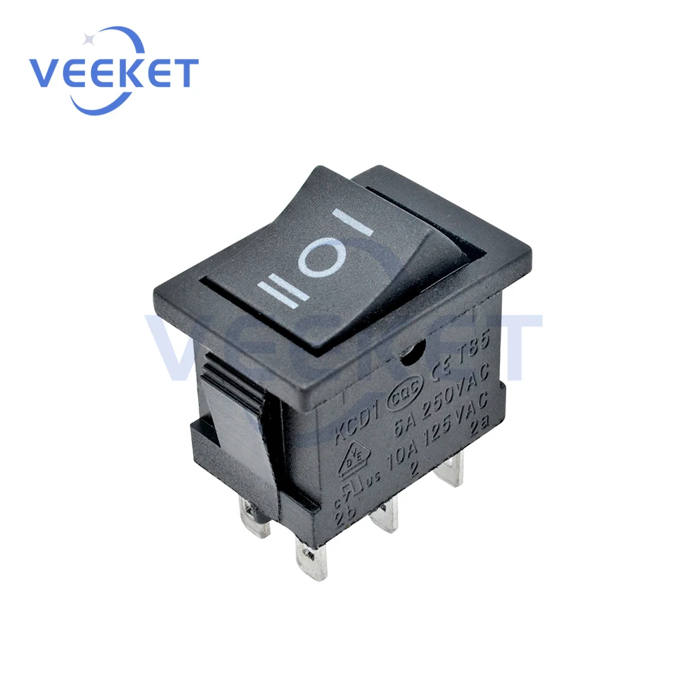 Diymore DPDT 6 Pins 3 Position ON/Off/ON Black Rocker Toggle Switch for Car and Boat AC 20A/125V 16A/250V KCD2 by QTEATAK 50PCS