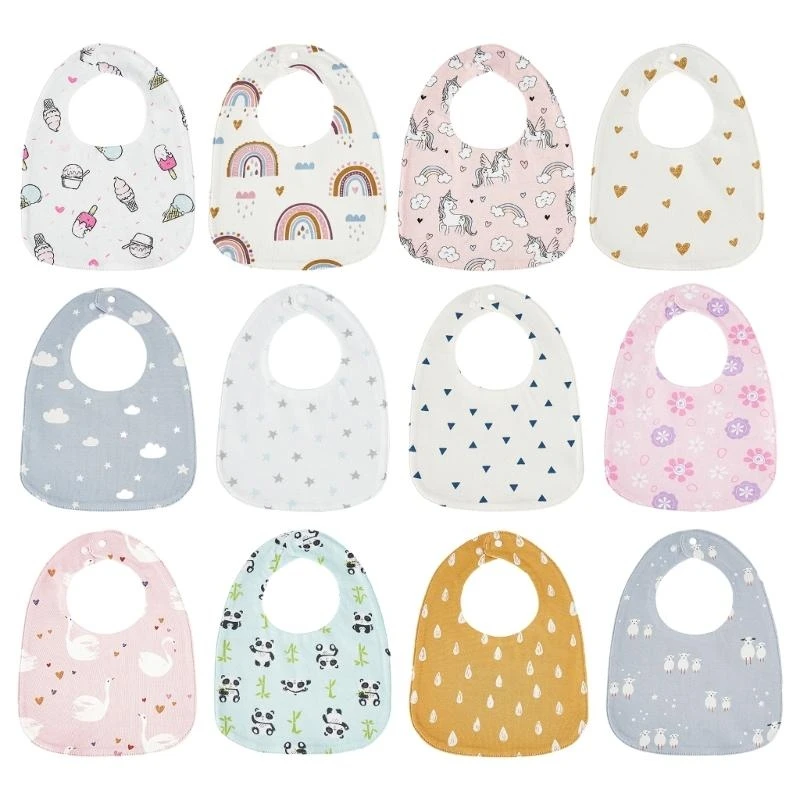 

Stylish Baby Bibs Cartoon Cotton Burp Cloth Comfortable & Easy to Clean Baby Bibs Waterproof Cloth for Feeding Drooling G2TD