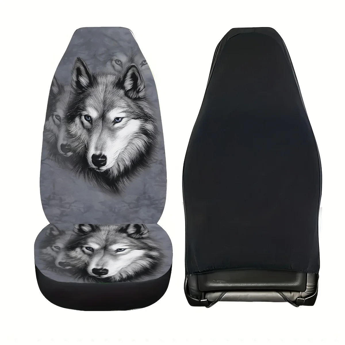 قطعة واحدة من غطاء مقعد السيارة مع طباعة ذئب رمادي كبير #4