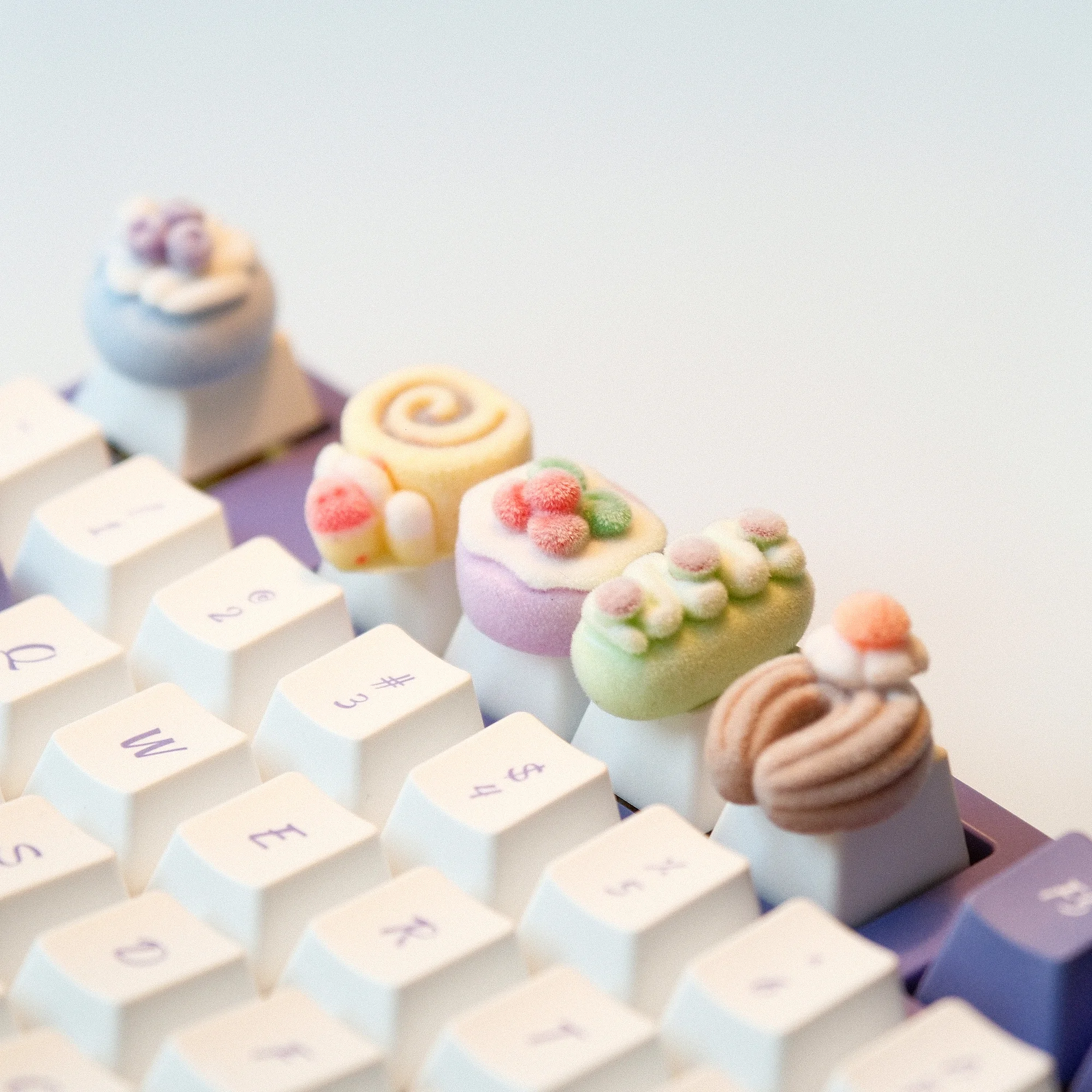 Dessert-Kuchen Artisan Keycaps Niedliche 3D-Gebäck Benutzerdefinierte Tastenkappen Cherry MX Mechanische Tastatur Kawaii Schreibtisch-Deko 1 Stück 5er-Set
