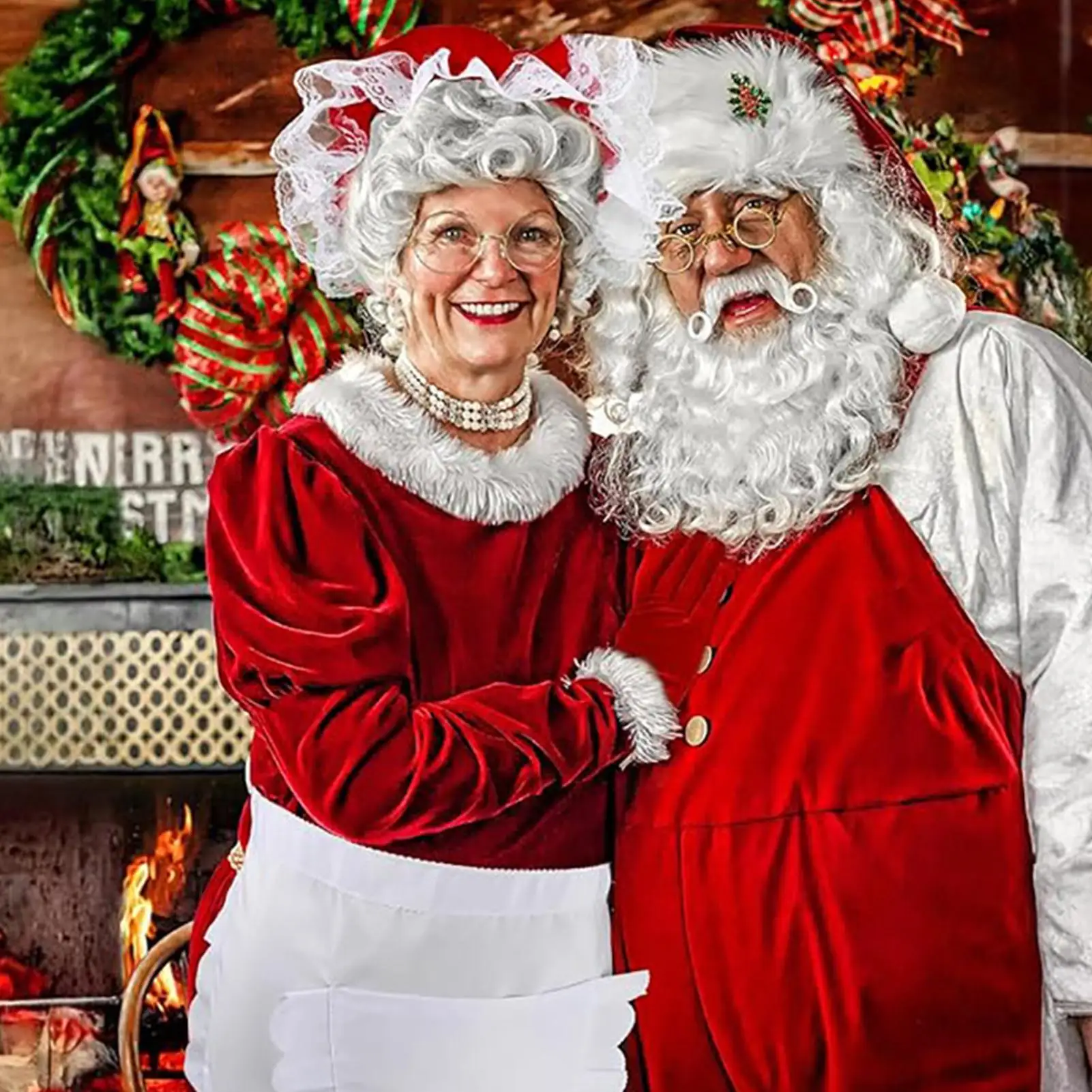 إكسسوارات سانتا تلبيس قبعة نظارات قفازات المئزر عيد الميلاد سانتا زي اكسسوارات مجموعة للنساء عطلة حفلة تأثيري