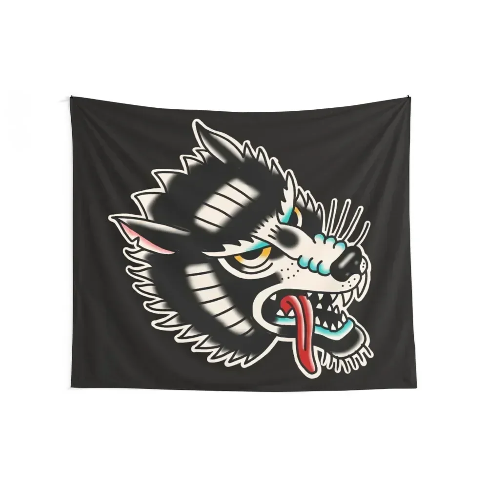 wolf traditional tattoo Tapestry Decoration Home Wall Decor Decoration For Home Room Decor Korean Style Tapestry