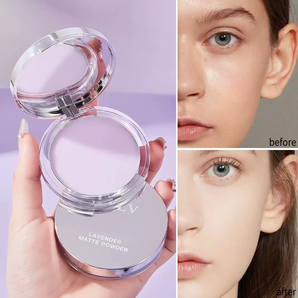 1PC Violet Cream To Powder Skin-friendly Skin Natural Face Long Lasting Oil-controlling Contouring Powder Cosmetics