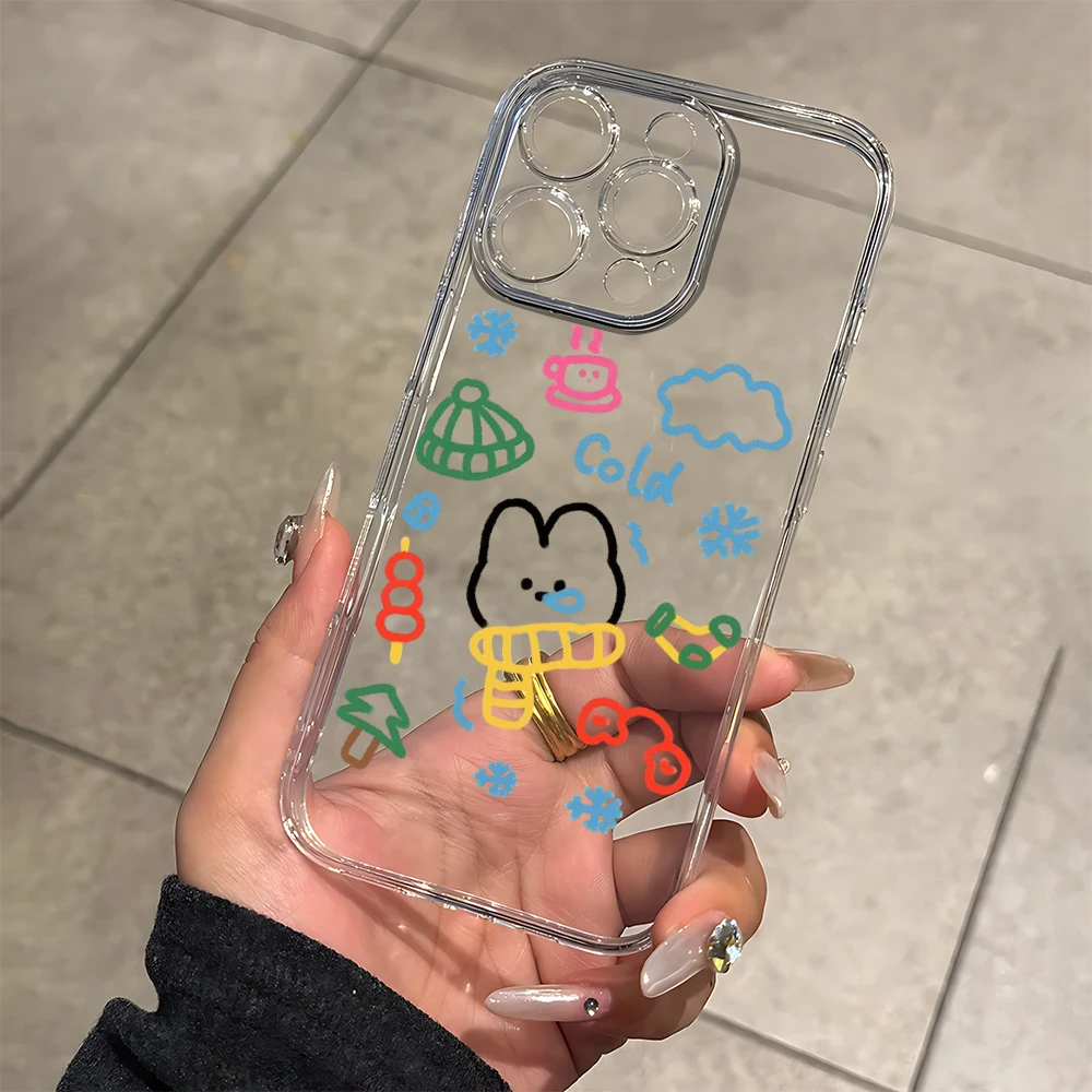 

Cute Winter Rabbits Silicone Phone Case for IPhone 17 16 15 14 13 12 11 Pro Xs Max Air Mini 7 8 6 6s Plus SE 2020 2022 Cover