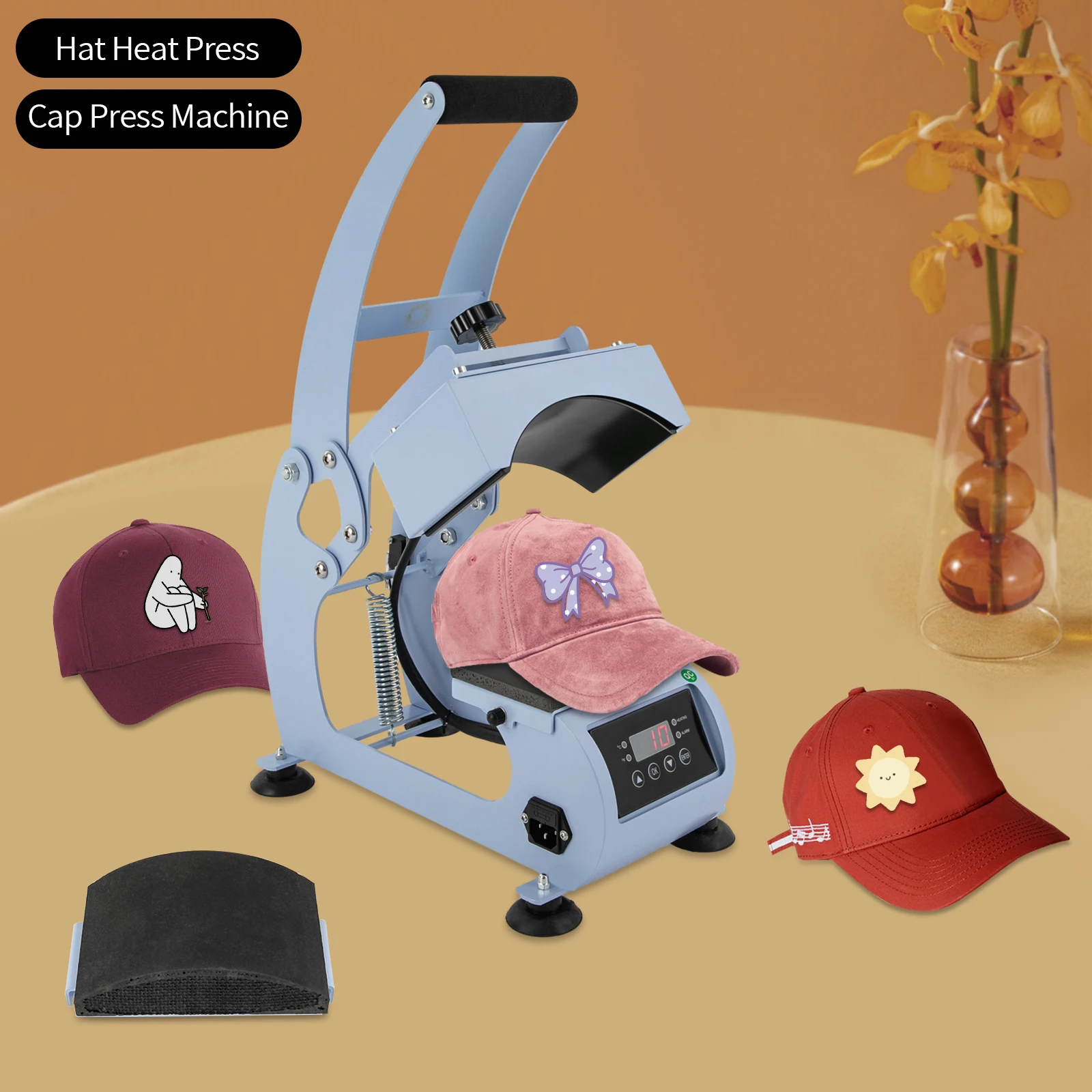

Hat Heat Press Machine Press with Timer & Temperature Control 2-in-1 Hat Heat Press Machine