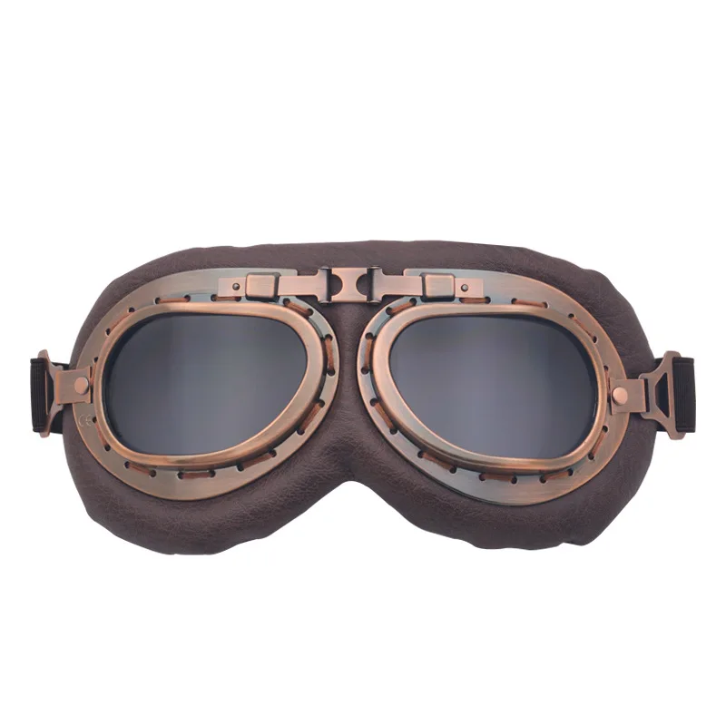 Retro Motorcycle Goggles Protective Gear Glasses Vintage Moto Classic Goggles for Harley Pilot Steampunk ATV Bike Copper Helmet