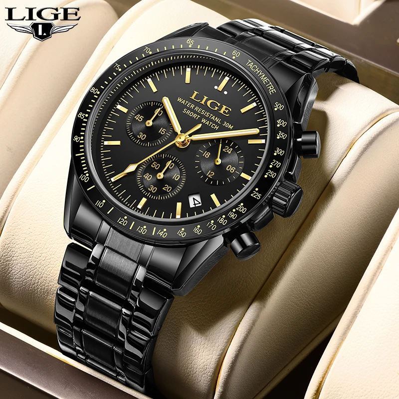 

LIGE Casual Watch Brand Business Male Quartz Wristwatch Date Clock Luxury Waterproof Chronograph Men Watches Man Relojes Hombre