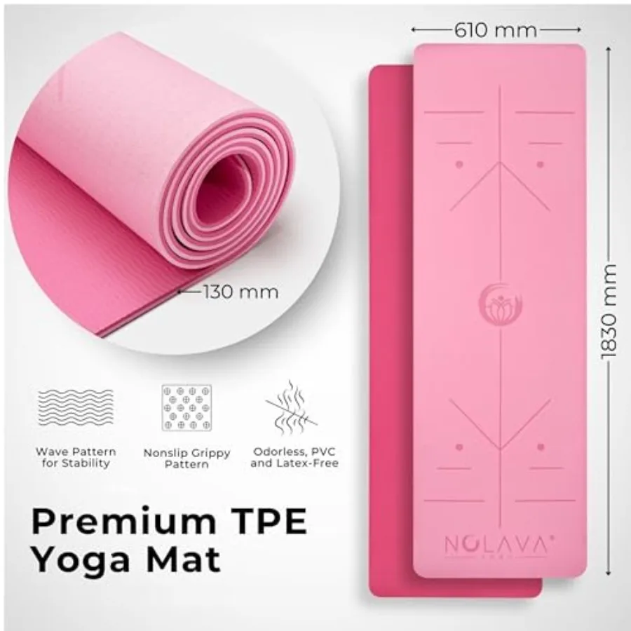 Yoga mat for studio and home use, PVC material, black color, non-slip surface with 1/4 inch thickness and included carry tote w