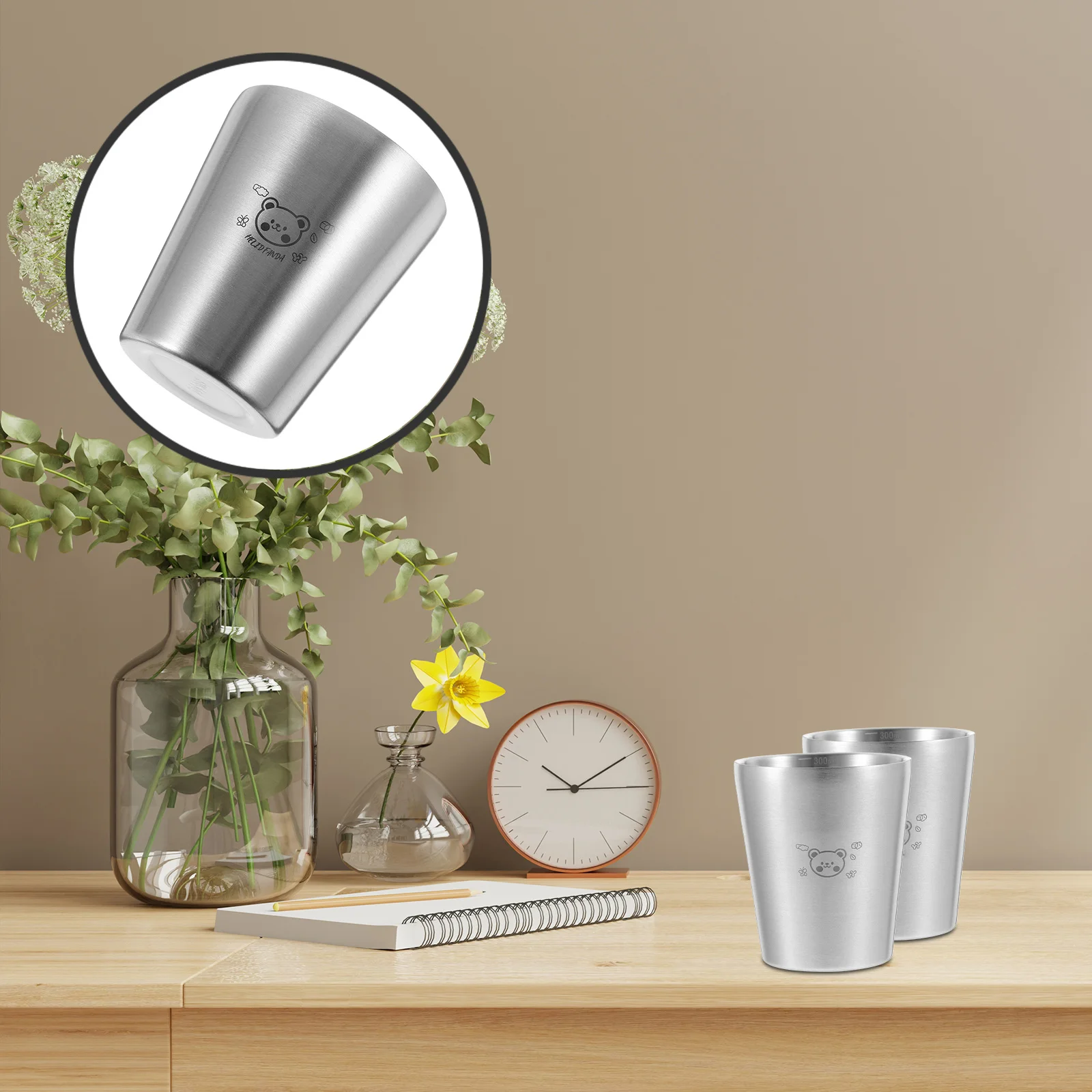 

2Pcs Small Layer Cup Elegant Double Walled Stainless Steel Cup Convenient Washable Drink Holder for Beer Cocktails