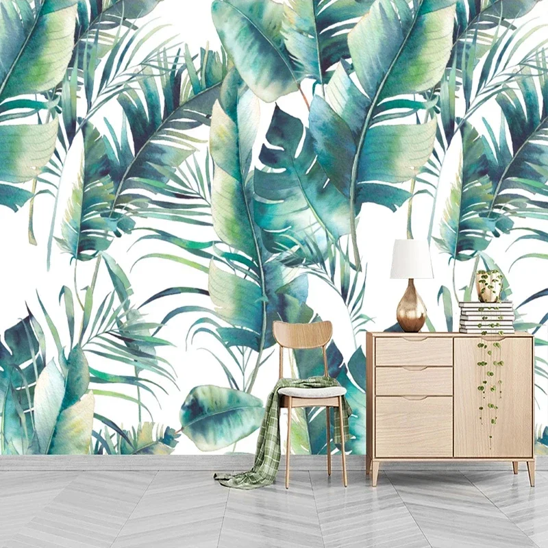 Custom Banana Leaf Mural Wall Covering Living Room Bedroom Dining Room Wall Decor Waterproof Canvas Painting Photo Wallpaper 3D