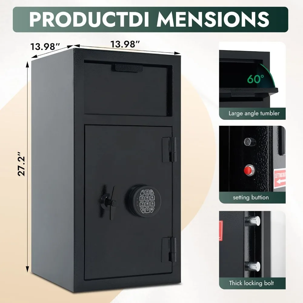 Grande cassaforte ignifuga da 4,0 piedi cubi per aziende con slot per contanti e deposito