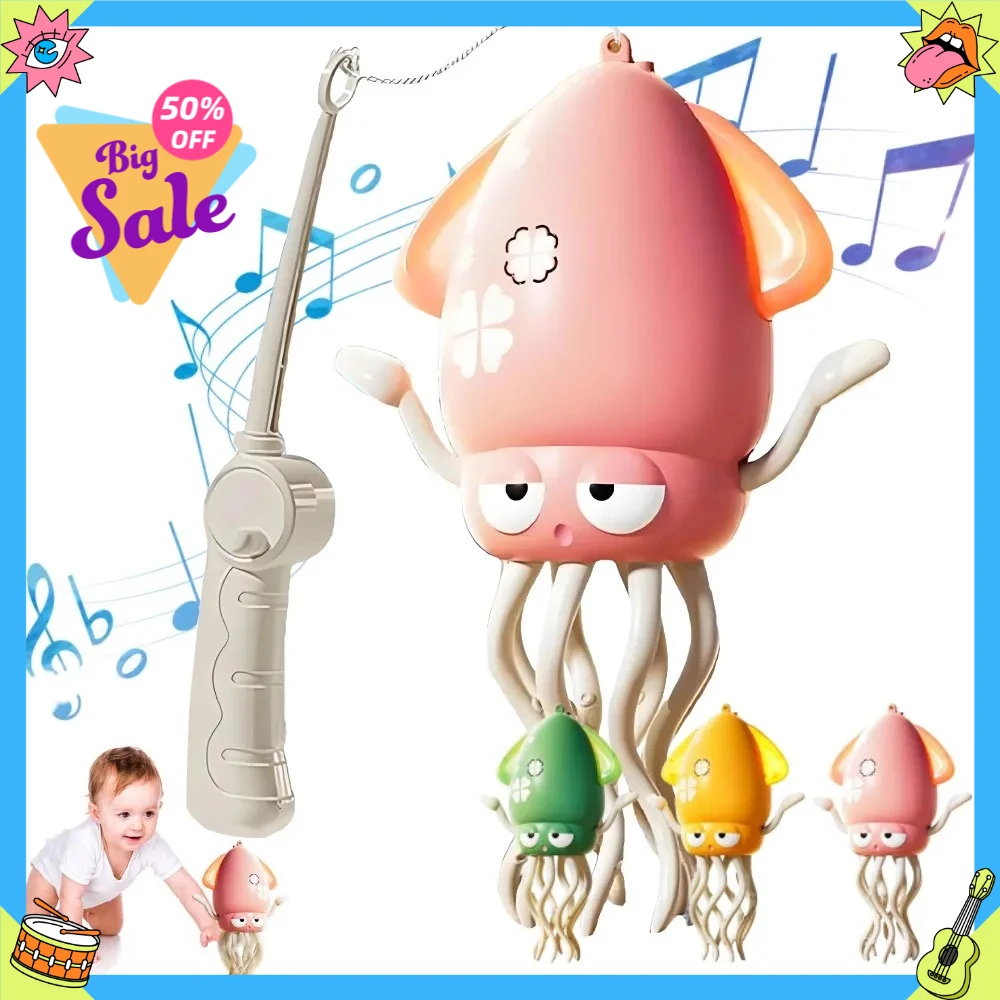 Robot de pulpo bailando inteligente con evitación automática de obstáculos, mascota interactiva para gatear con luces LED y música educativa