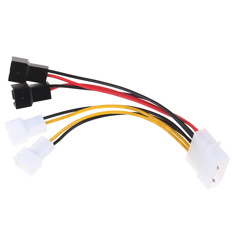 1Pc 4-Pin Molex to 3-Pin Fan Power Cable Adapter Connector for CPU PC Case Fan Dual 12V 5V Splitter Cable
