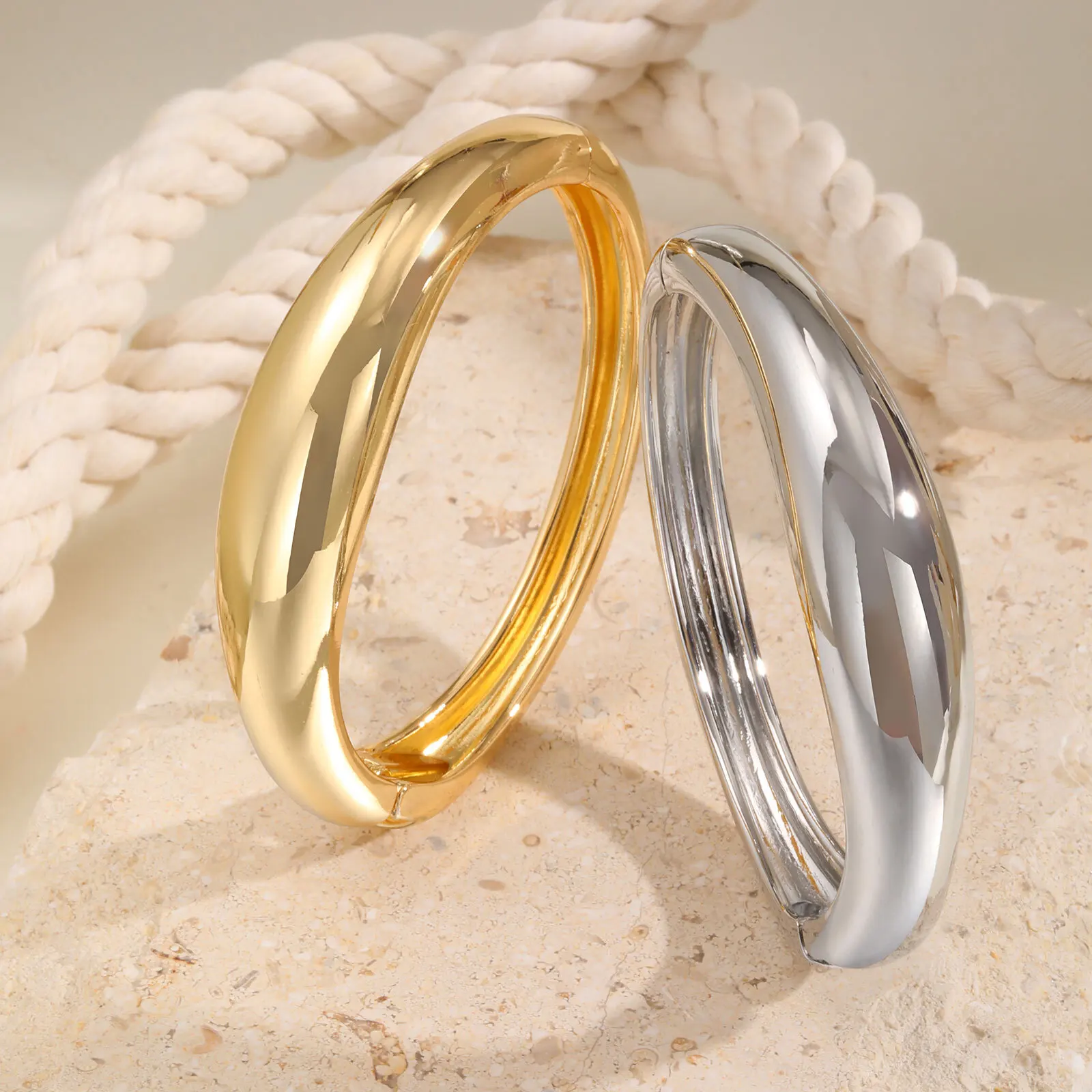 

Vnox Chunky Heavy Stackable Women Bangle, Simple Metal Cuff Bracelets, Statement Women Jewelry, Ins Style Dainty Jewelry