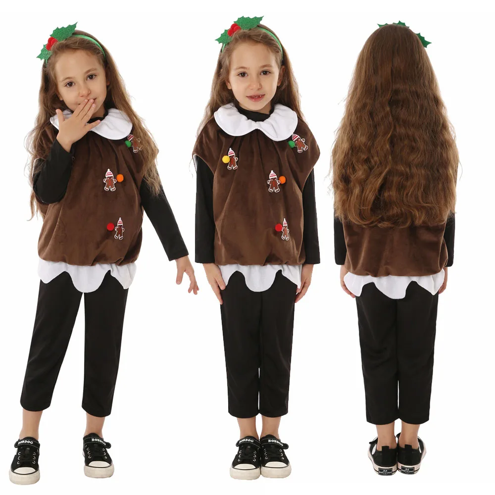 Christmas Cosplay Kids Candy Disguise Costume Children Girls Vest Sleeveless Top Headband Outfits Halloween Carnival Party Suit